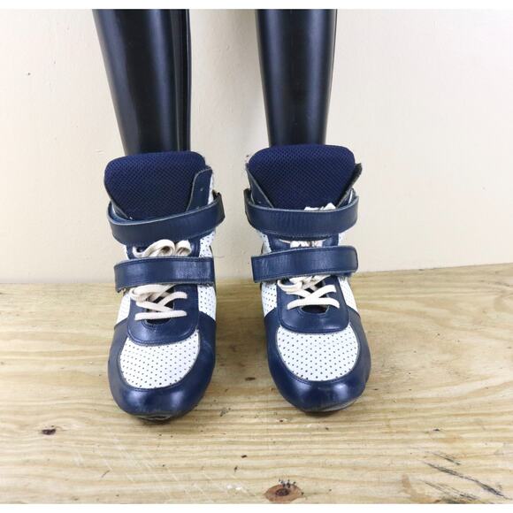 Junya Watanabe Sneakers 10 Blue White Leather Wedge Shoes Japan Athletic - Picture 2 of 12